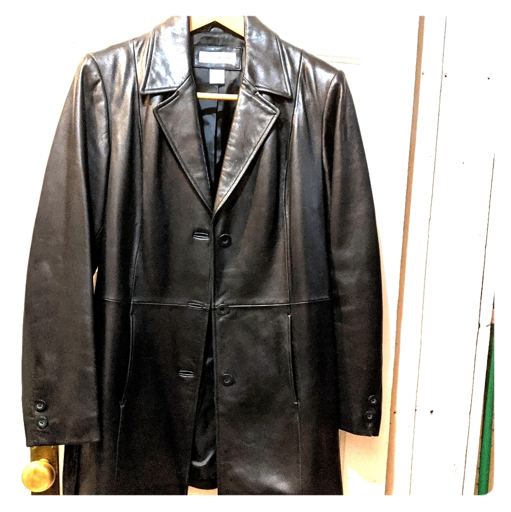Preston & York lamb skin leather jacket with belt, size L